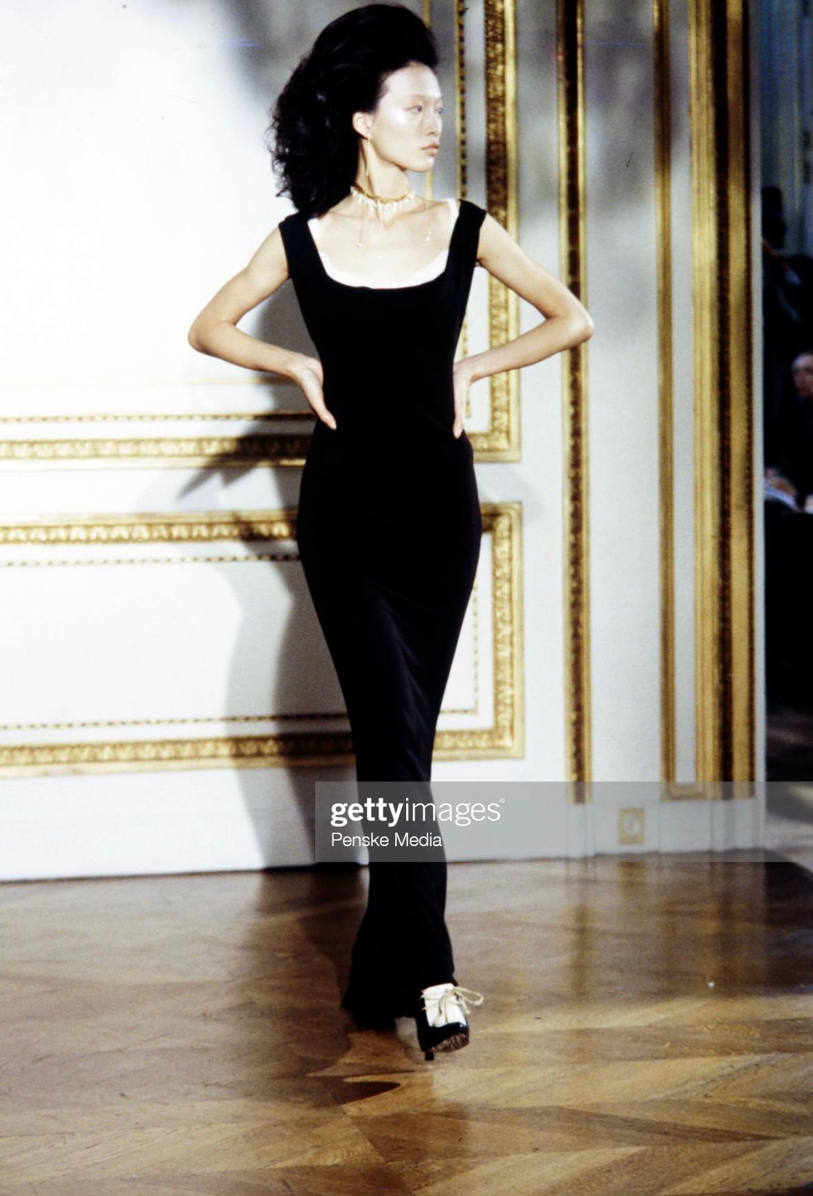 Women's S/S 1998 Vivienne Westwood Couture Dark Green Draped Sheer Bodycon Maxi Dress