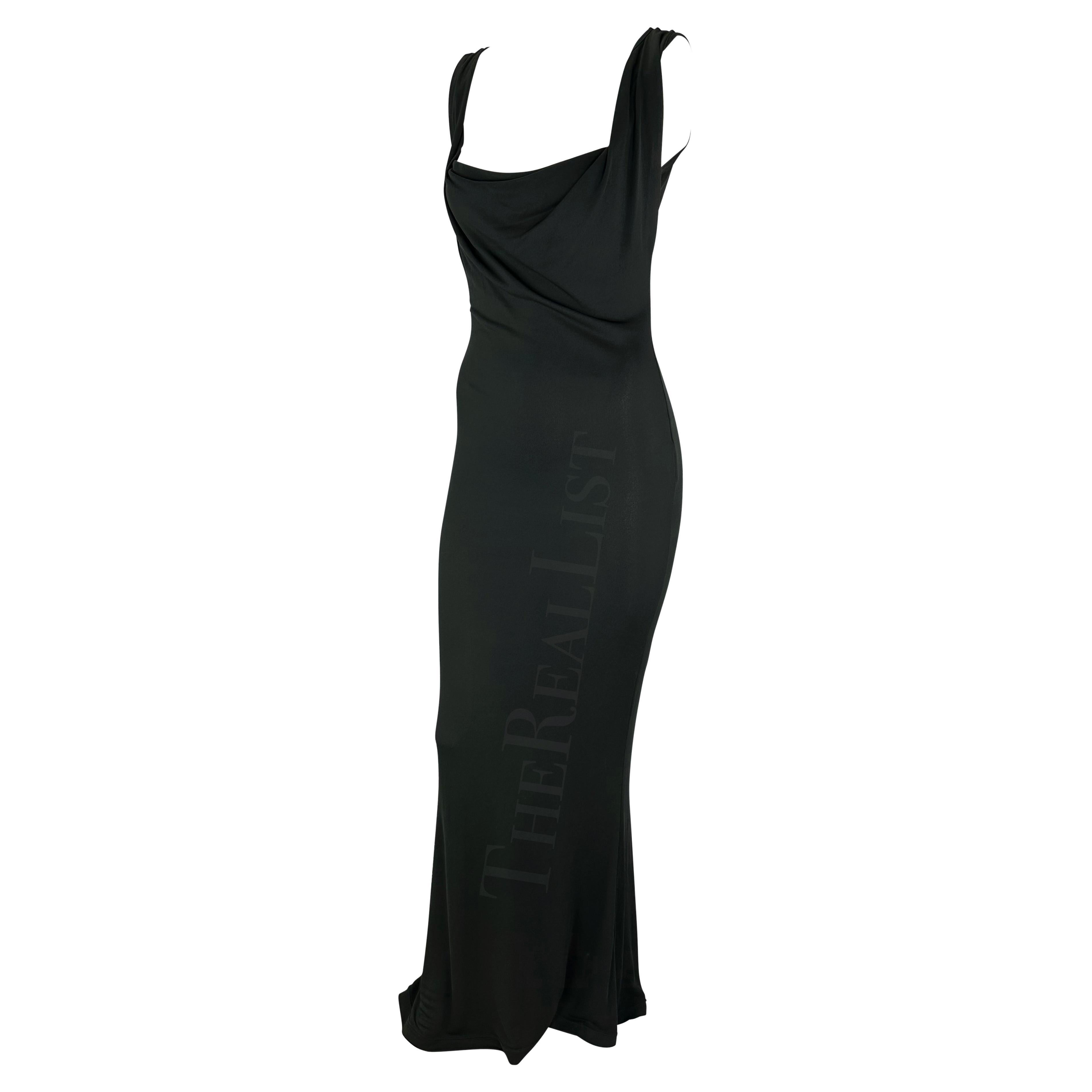 S/S 1998 Vivienne Westwood Couture Dark Green Draped Sheer Bodycon Maxi Dress 1