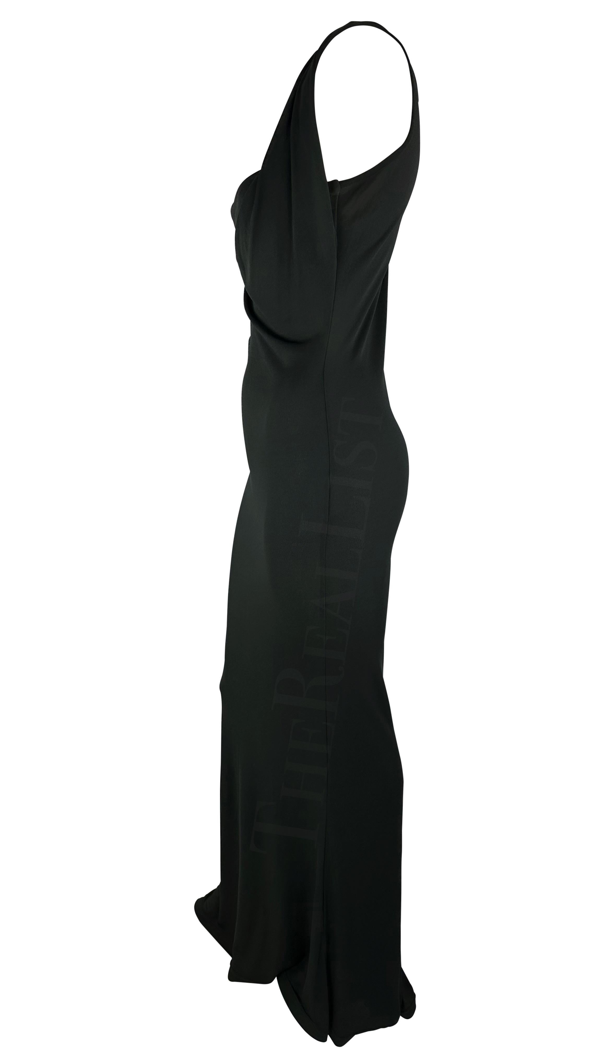 S/S 1998 Vivienne Westwood Couture Dark Green Draped Sheer Bodycon Maxi Dress 2