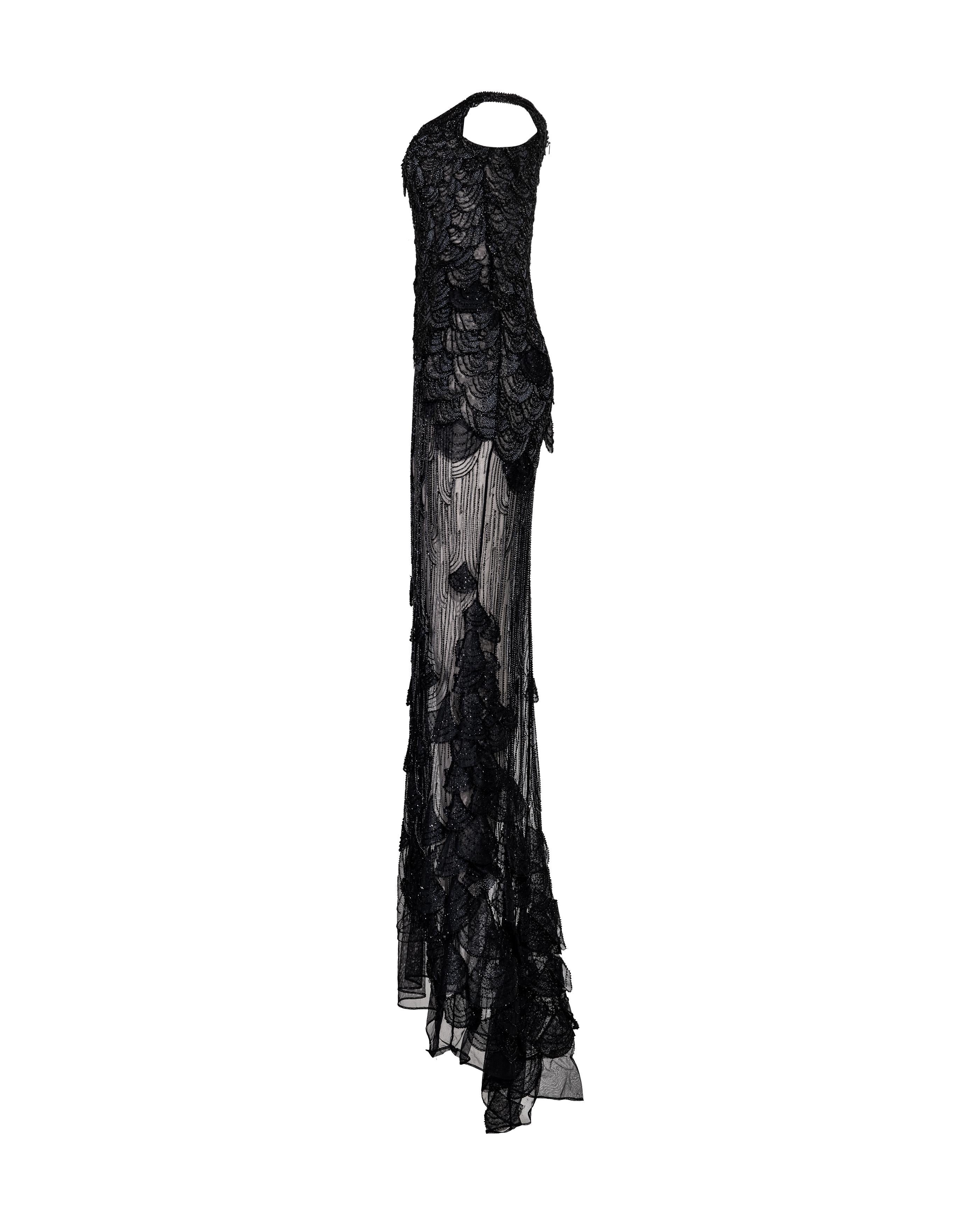 Women's S/S 1999 Atelier Versace Haute Couture Black Embellished Off-Shoulder Gown