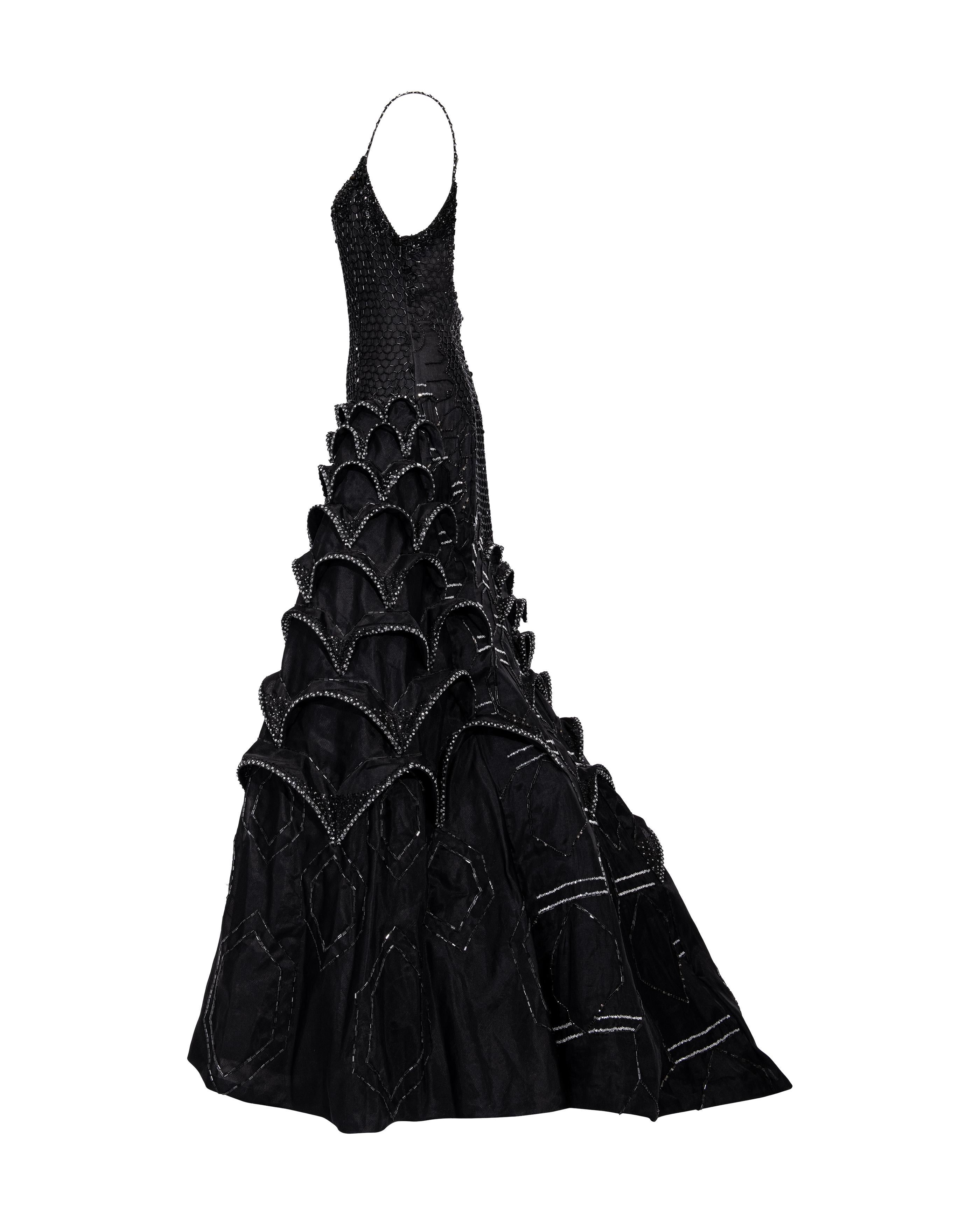 Women's S/S 1999 Atelier Versace Haute Couture Black Embellished Sculptural Gown