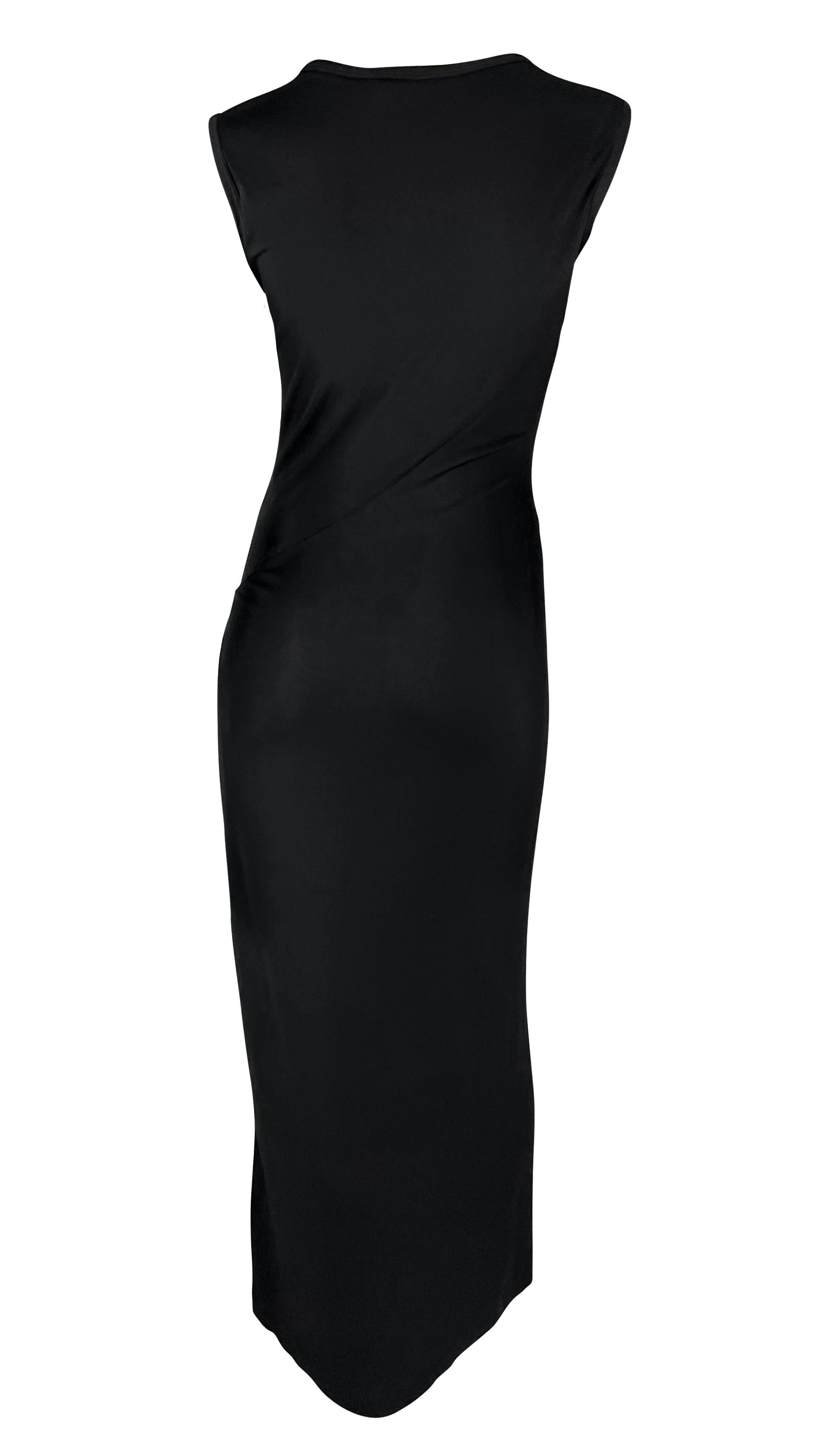 S/S 1999 Calvin Klein Runway Bodycon Asymmetric Zip Sleeveless Black Gown (robe sans manches à fermeture éclair) en vente 1