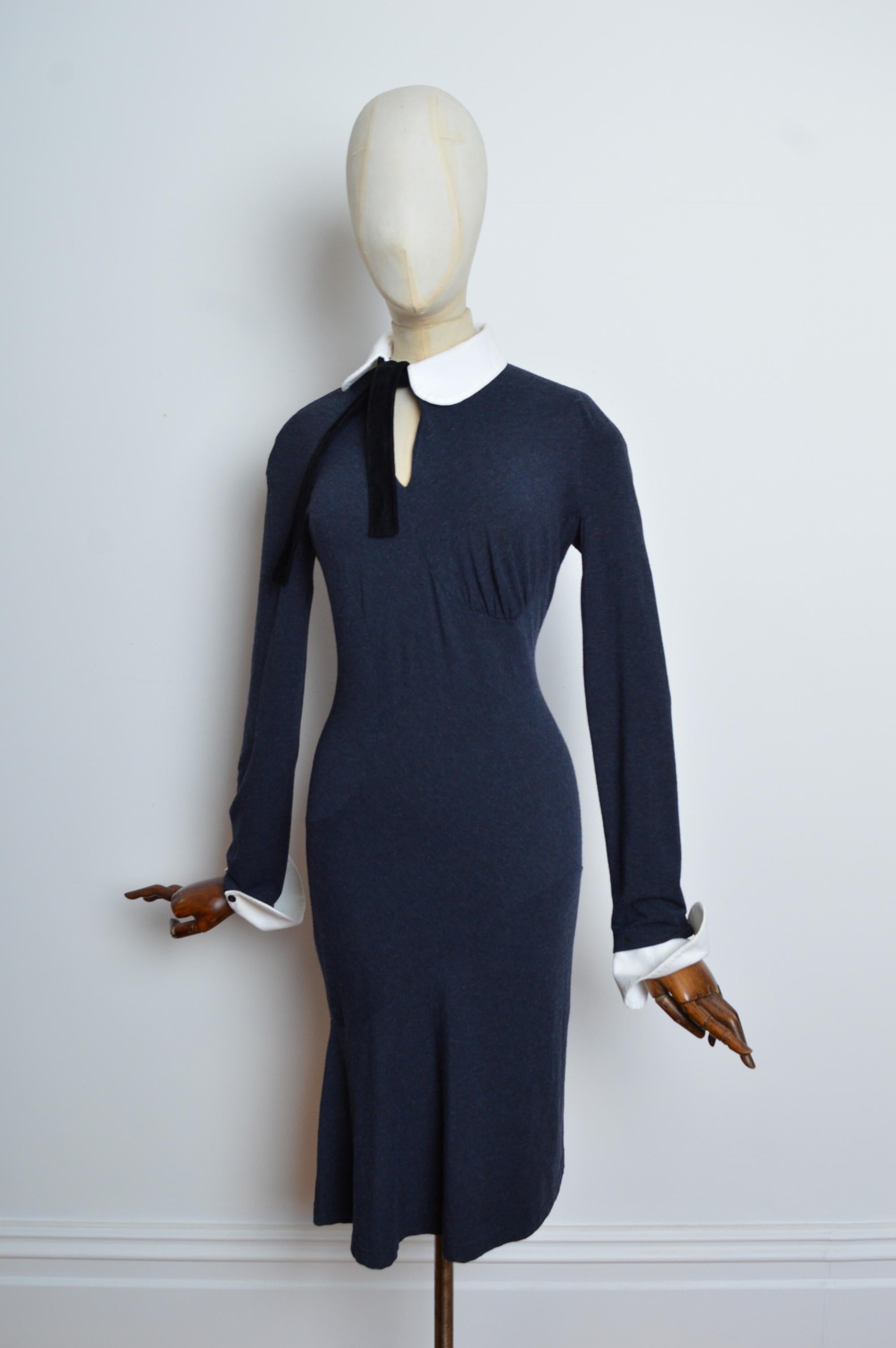 S/S 1999 Vestido camisero con costuras onduladas de Vivienne Westwood, jersey gris oscuro Negro en venta