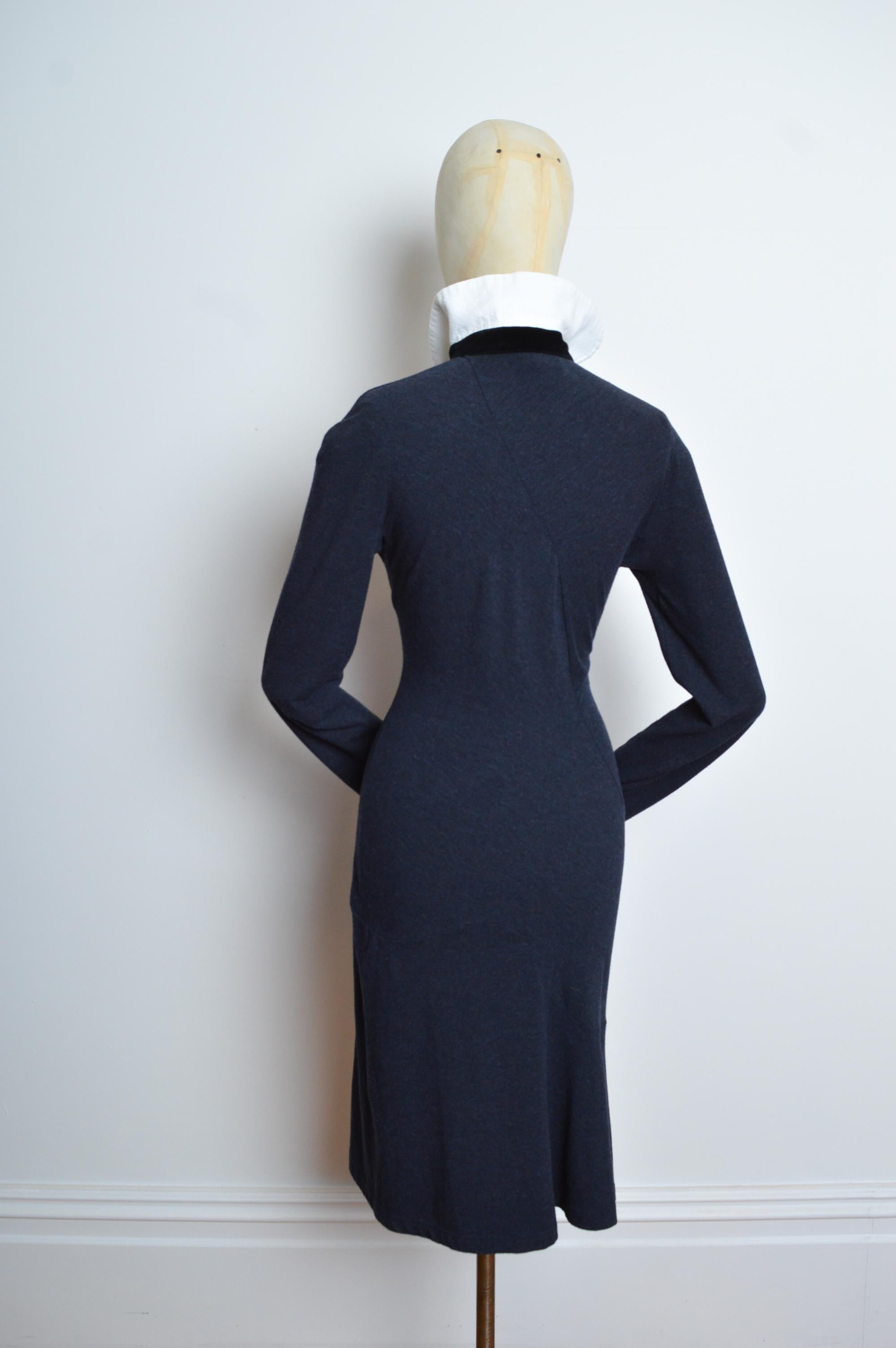 S/S 1999 Vestido camisero con costuras onduladas de Vivienne Westwood, jersey gris oscuro en venta 4