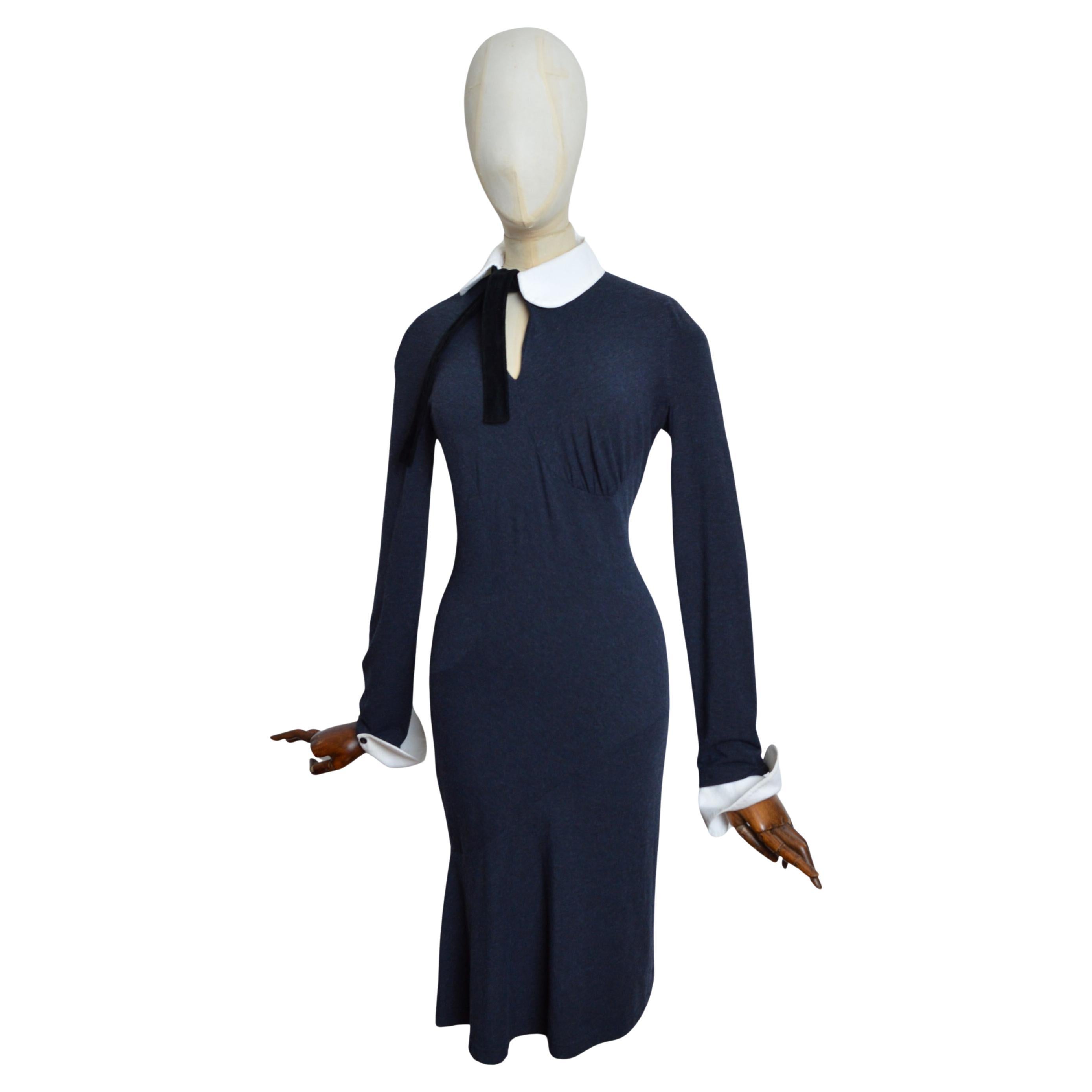 S/S 1999 Vestido camisero con costuras onduladas de Vivienne Westwood, jersey gris oscuro en venta