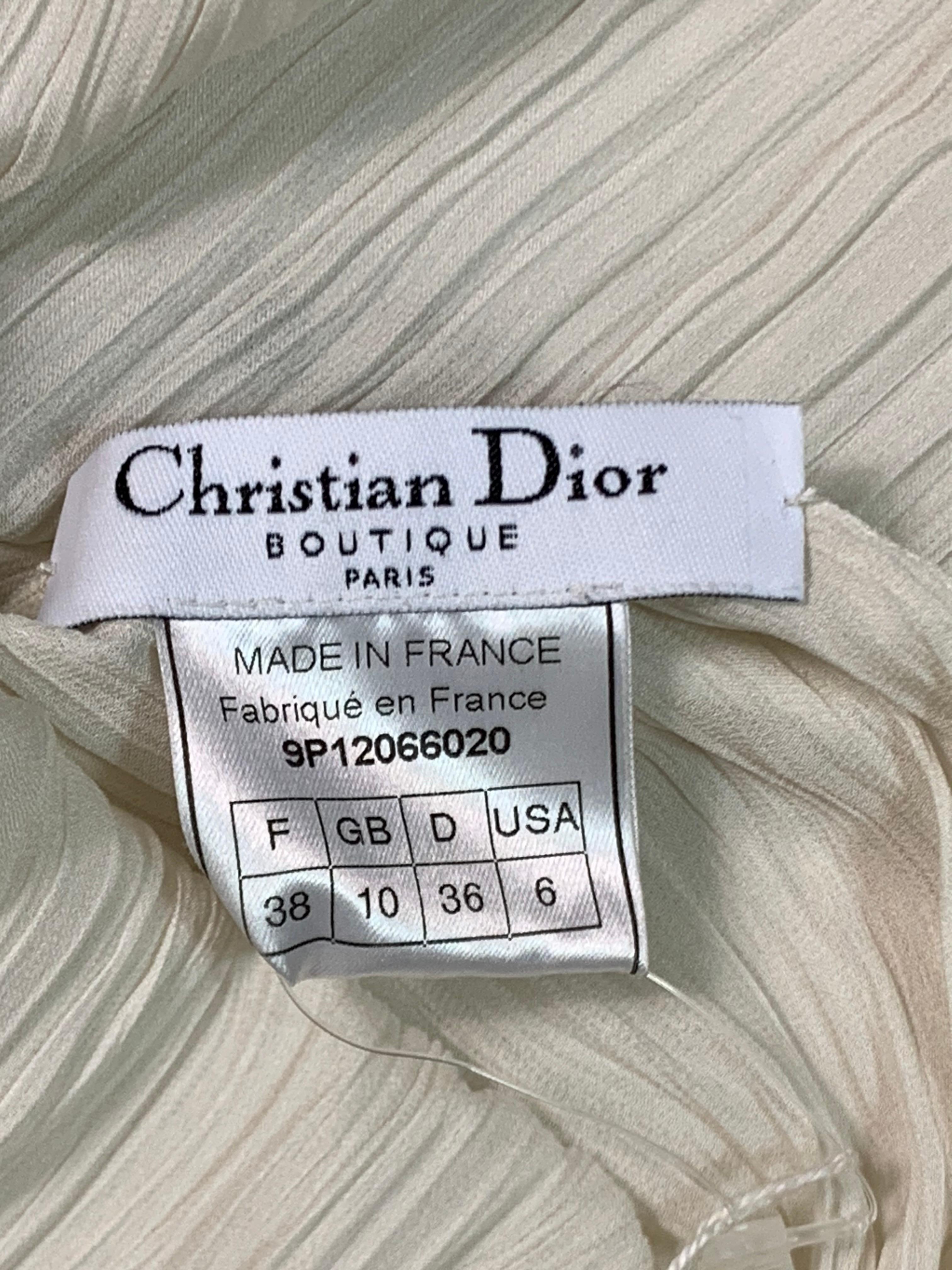 Gray S/S 1999 Christian Dior by John Galliano Ivory Accordion Pleated Beaded Dress