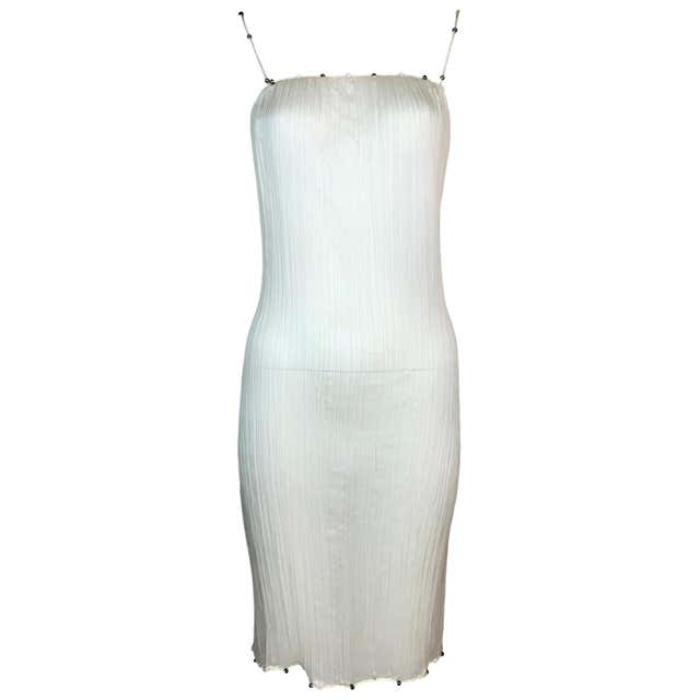 S S 1999 Christian Dior By John Galliano Ivory Accordion Pleated Beaded s-s-1999-christian-dior-by-john-galliano-ivory-accordion-pleated-beaded