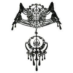 S/S 1999 Christian Dior by John Galliano Large Pewter Cross Choker Necklace