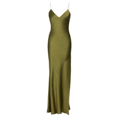 Vintage S/S 1999 Christian Dior by John Galliano Olive Green Bias Cut Slip Gown