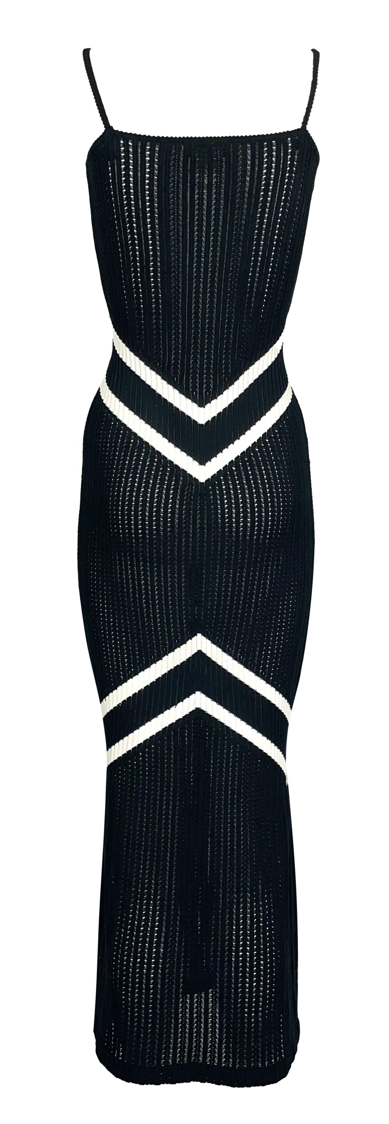 S/S 1999 Christian Dior by John Galliano Runway Black Chevron Knit Maxi Dress In Good Condition In Yukon, OK