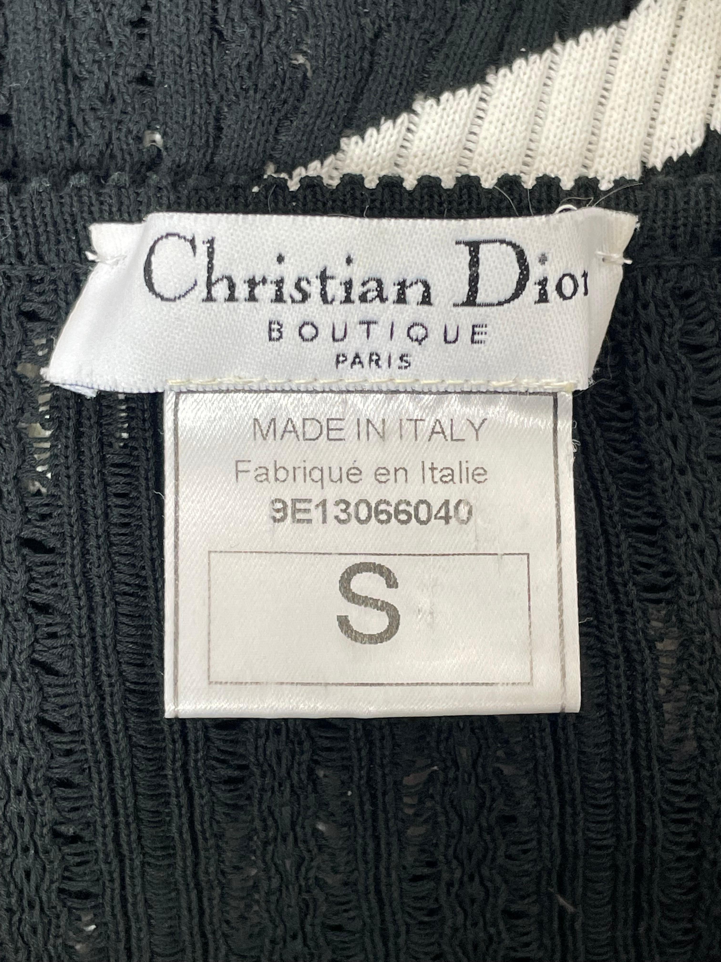 Women's S/S 1999 Christian Dior by John Galliano Runway Black Chevron Knit Maxi Dress