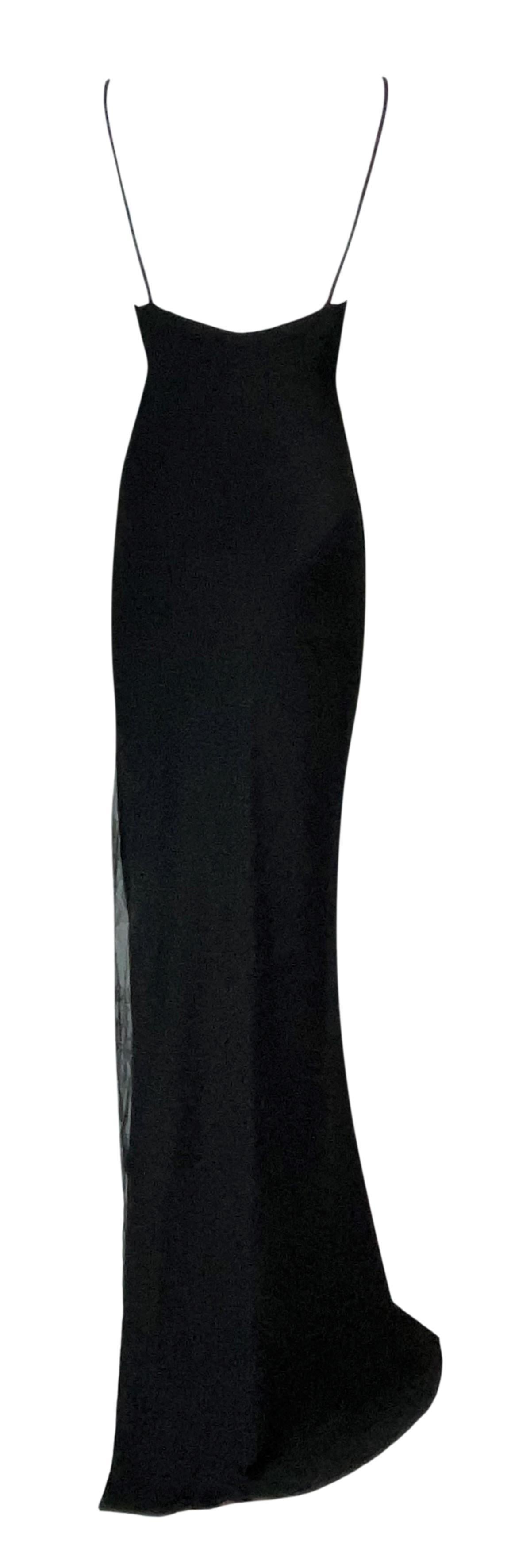 S/S 1999 Christian Dior John Galliano Black Long High Slit Maxi Lace Dress In Excellent Condition In Yukon, OK