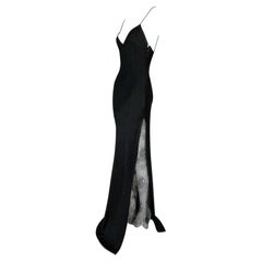 S/S 1999 Christian Dior John Galliano Black Long High Slit Maxi Lace Dress