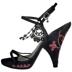 S/S 1999 Christian Dior John Galliano Schwarz & Rot Verschönerte Absätze 38