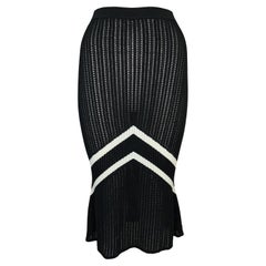 S/S 1999 Christian Dior John Galliano Black 
White Knit Chevron Trumpet Skirt