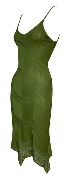 S/S 1999 Christian Dior John Galliano Runway Green Knit Bodycon Dress