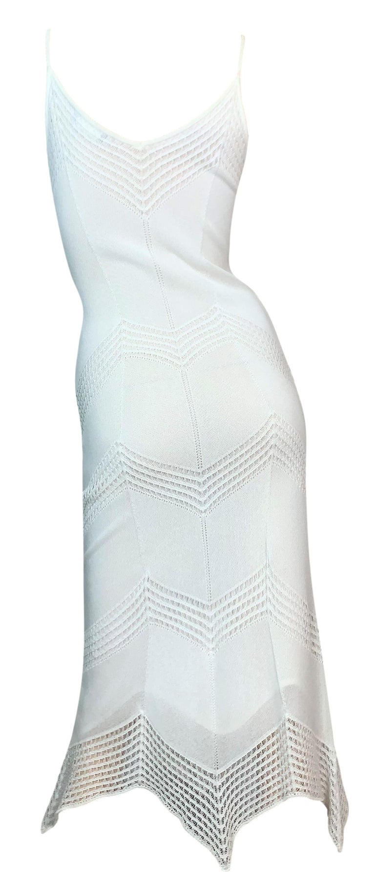S/S 1999 Christian Dior John Galliano Runway Ivory Knit Bodycon Dress ...
