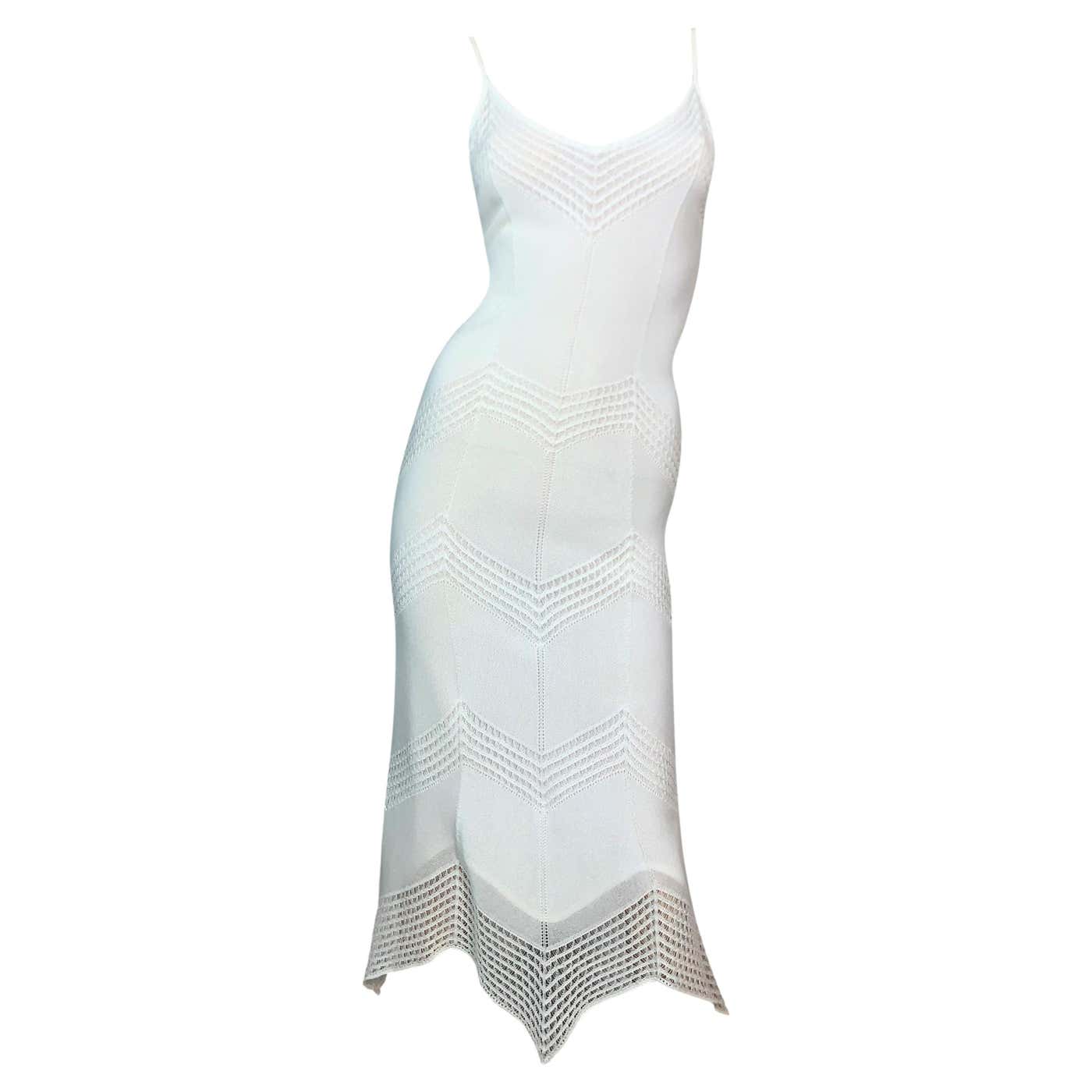 S/S 1999 Christian Dior John Galliano Runway Ivory Knit Bodycon Dress ...