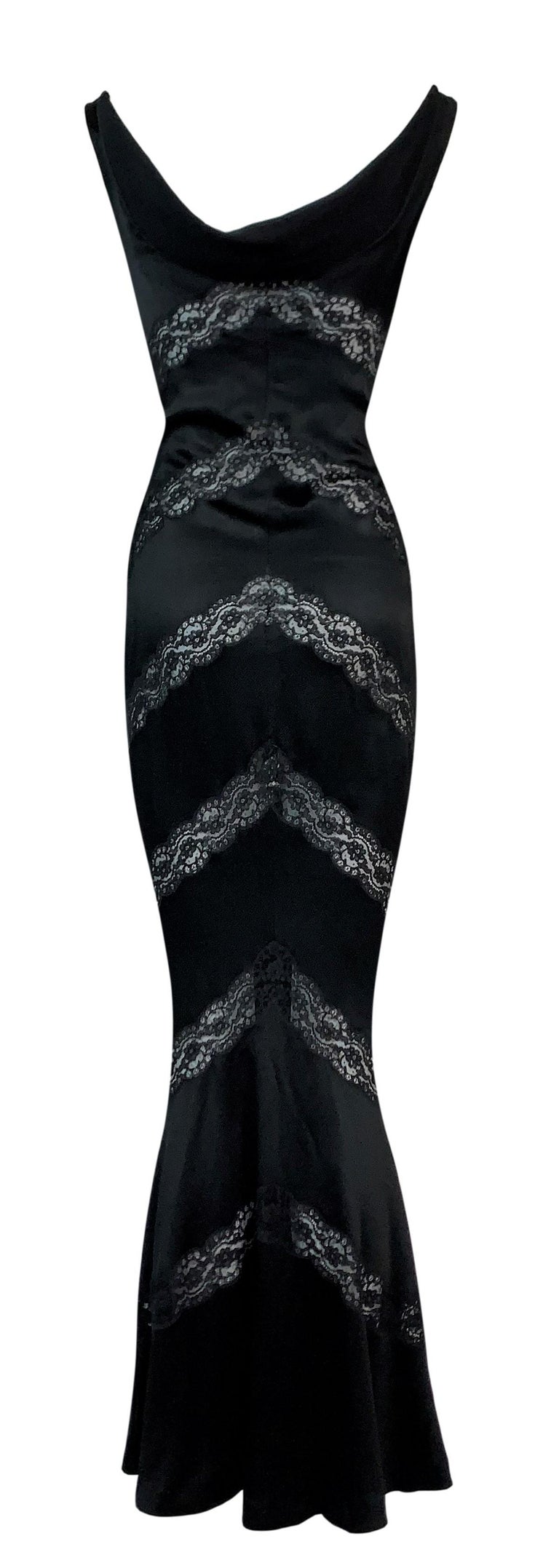 S/S 1999 Christian Dior John Galliano Sheer Black Lace Mermaid Maxi ...