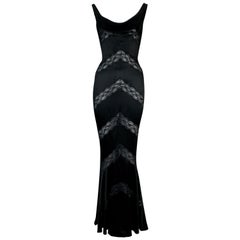 S/S 1999 Christian Dior John Galliano Sheer Black Lace Mermaid Maxi Dress