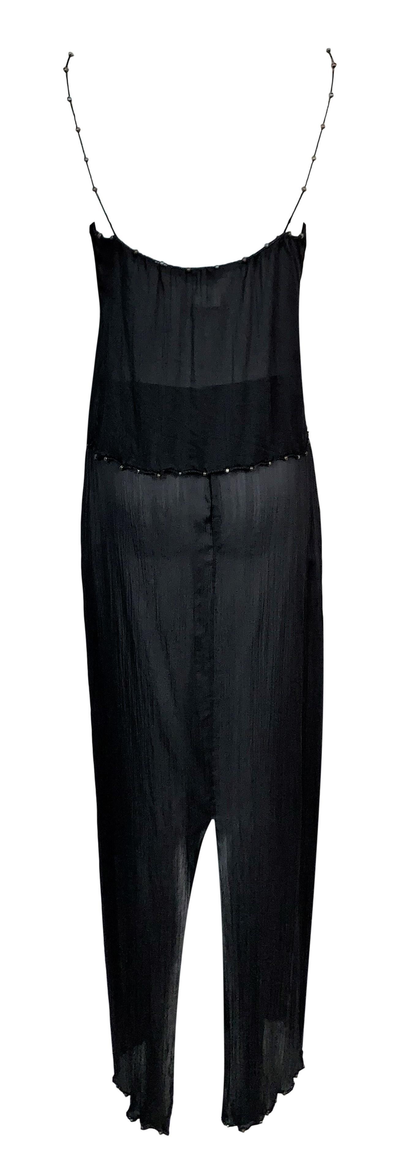 S/S 1999 Christian Dior John Galliano Sheer Black Silk Pleated Top & Long Skirt  In Good Condition In Yukon, OK