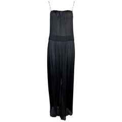S/S 1999 Christian Dior John Galliano Sheer Black Silk Pleated Top & Long Skirt 