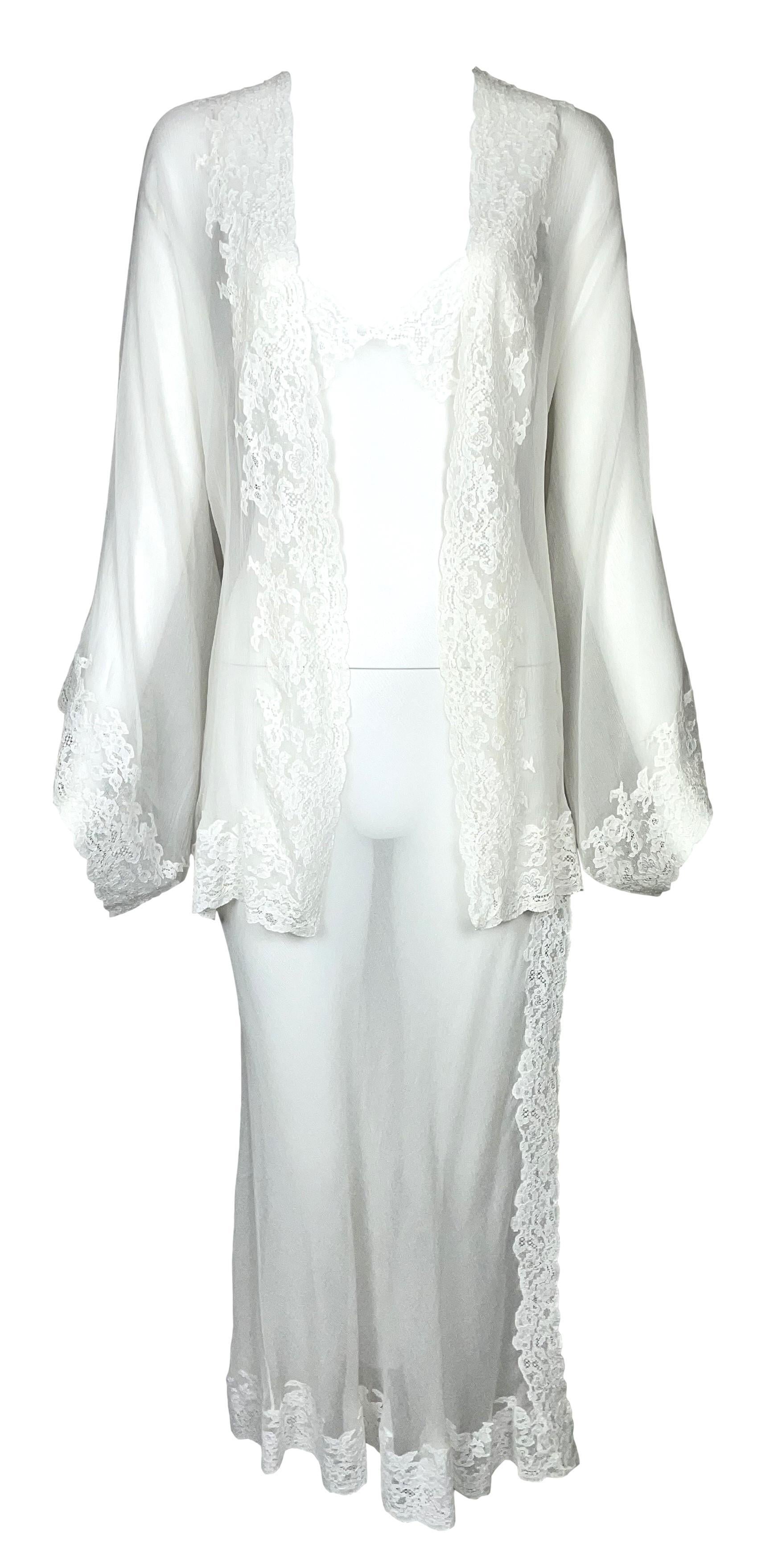 S/S 1999 Christian Dior John Galliano Sheer Silk Lace High Slit Dress & Kimono 6