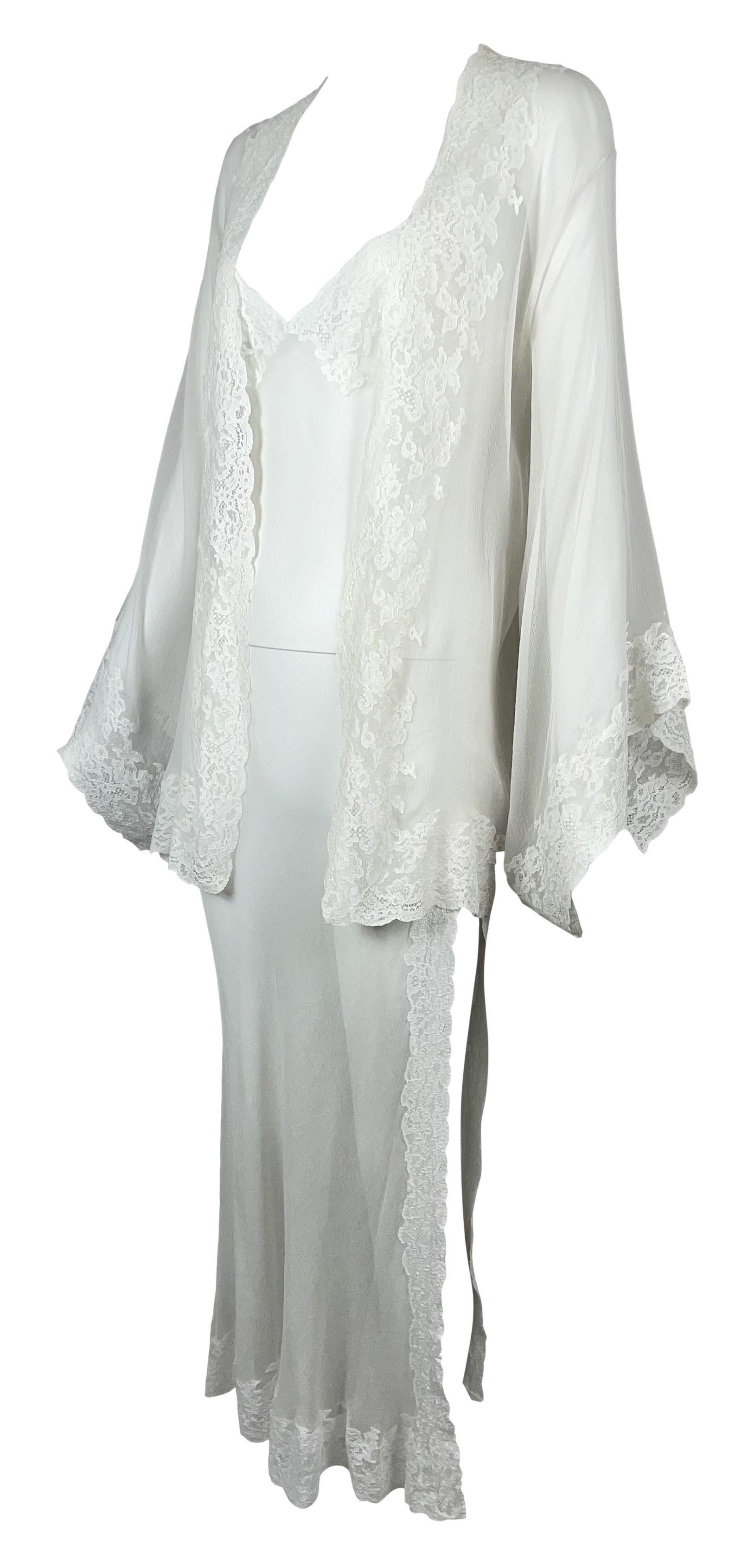 S/S 1999 Christian Dior John Galliano Sheer Silk Lace High Slit Dress & Kimono 4