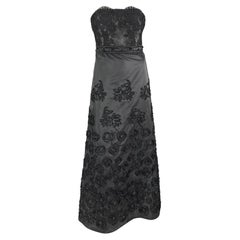 Retro S/S 1999 Christian Lacroix Beaded Lace Overlay Strapless Taffeta Evening Gown