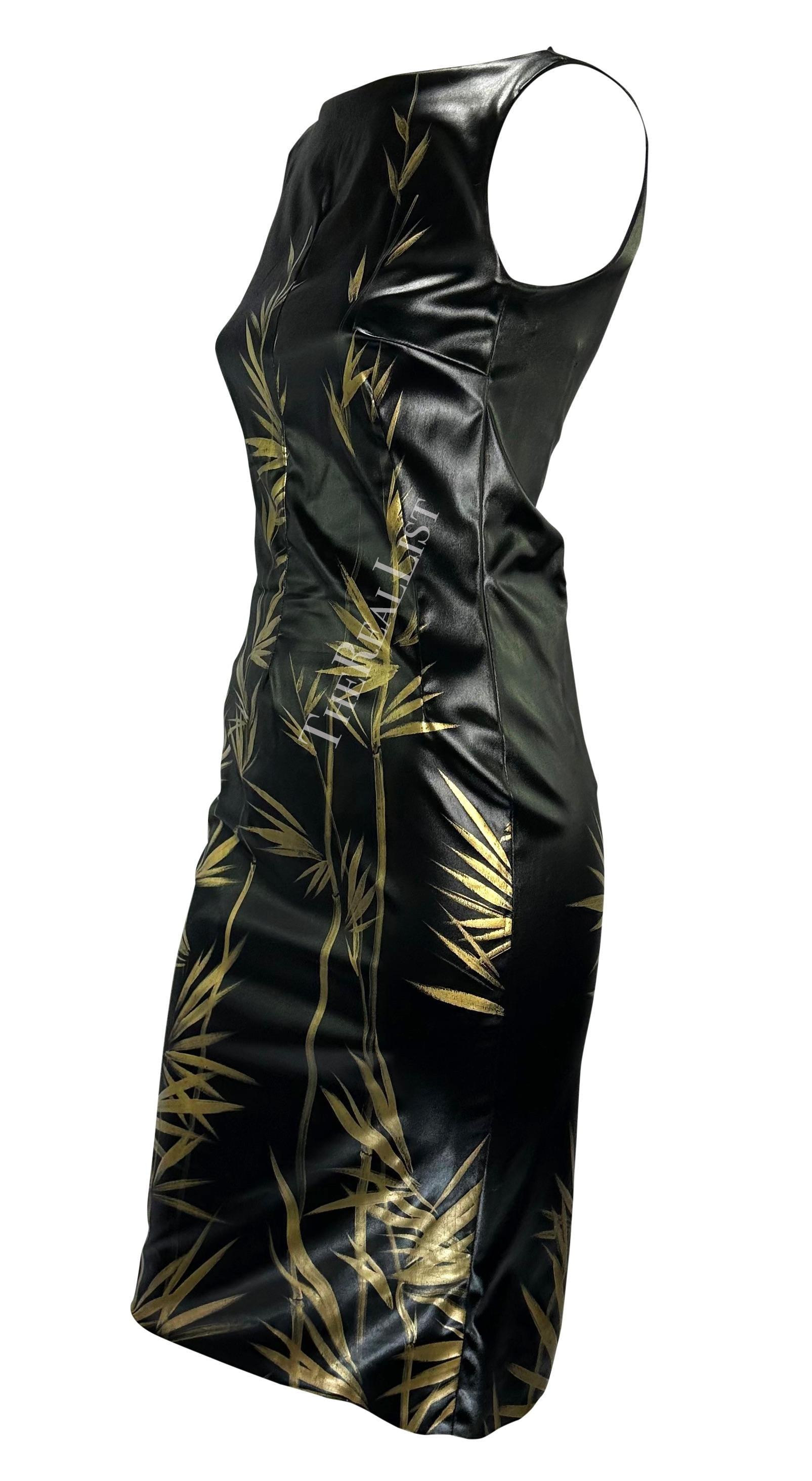 Noir Robe moulante noire « West Look » Dolce & Gabbana, peinte à la main en bambou doré, printemps-été 1999 en vente