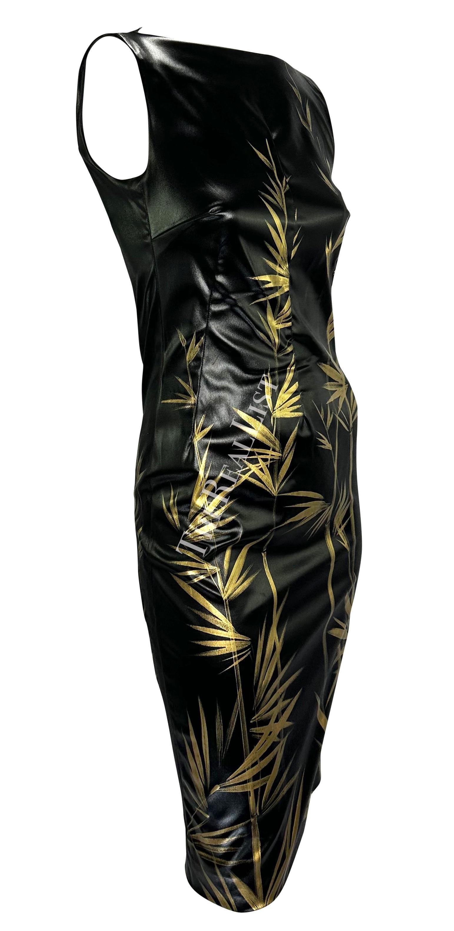 Robe moulante noire « West Look » Dolce & Gabbana, peinte à la main en bambou doré, printemps-été 1999 en vente 4