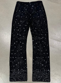S/S 1999 Dolce & Gabbana black wool beaded floral embellished pants