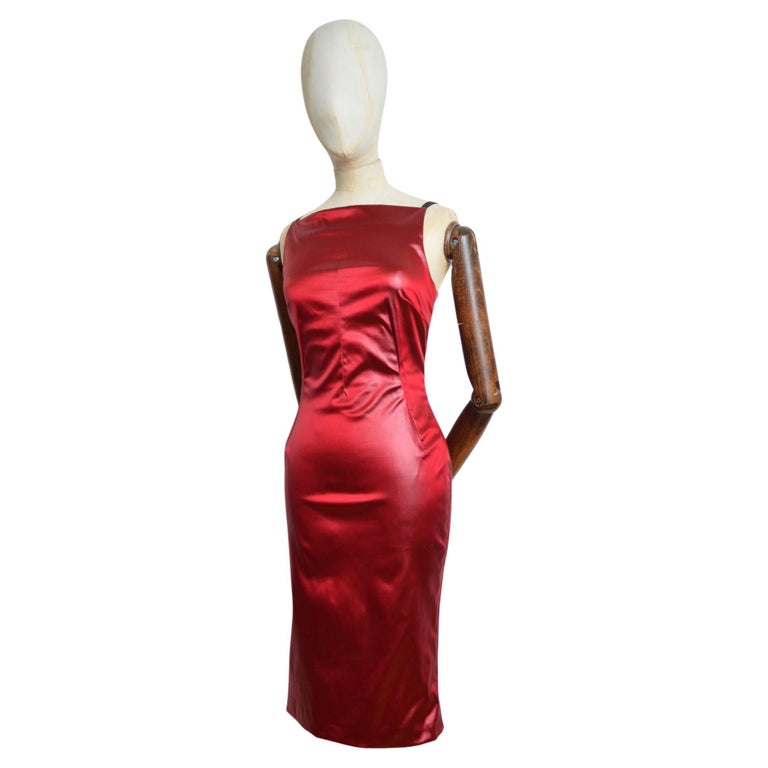 S/S 1999 Dolce and Gabbana Burgundy Red Wet-Look Strappy 