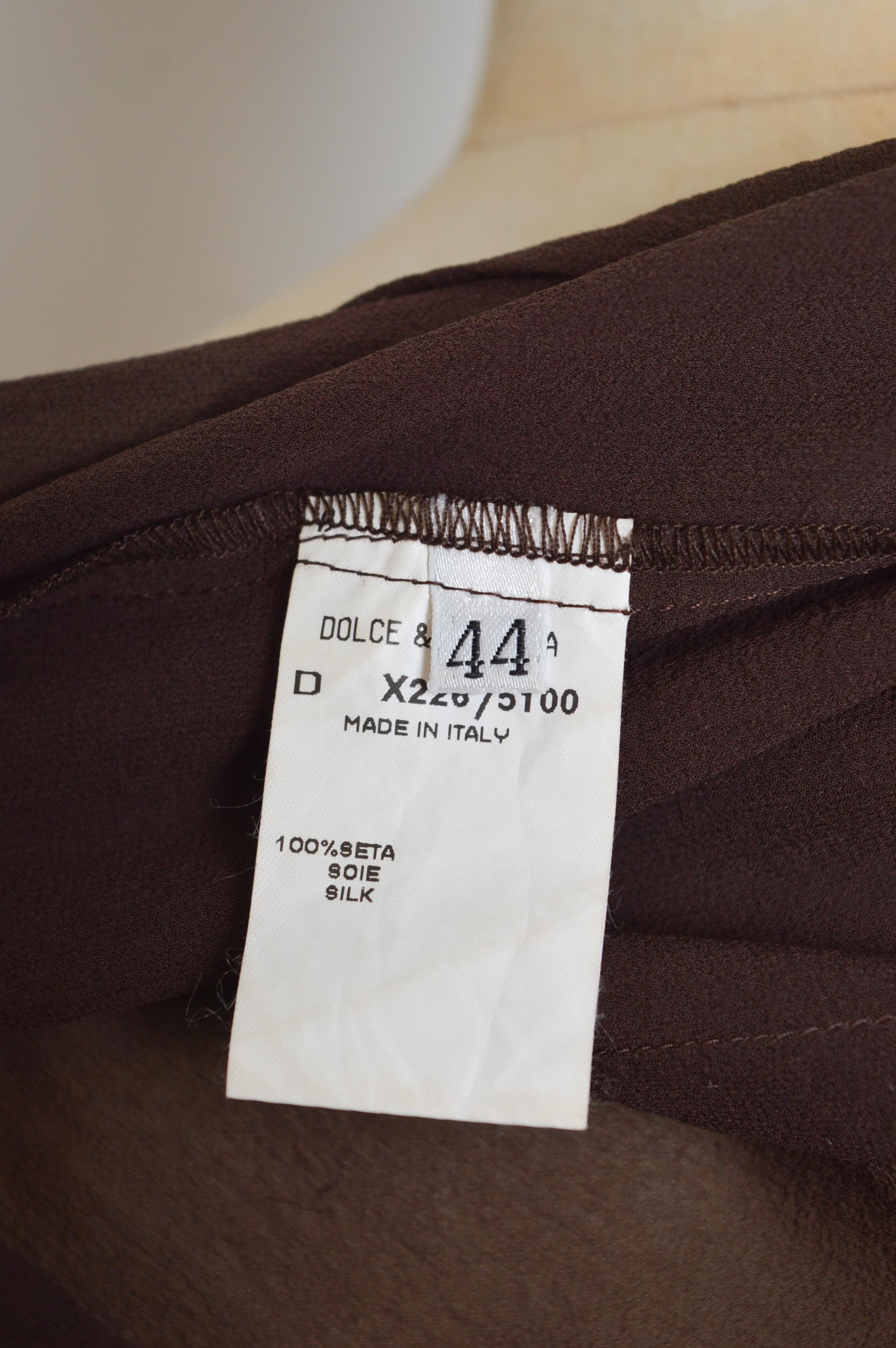 S/S 1999 Dolce & Gabbana Chocolate Brown Silk Sheer Shirt - Button Down Blouse For Sale 6