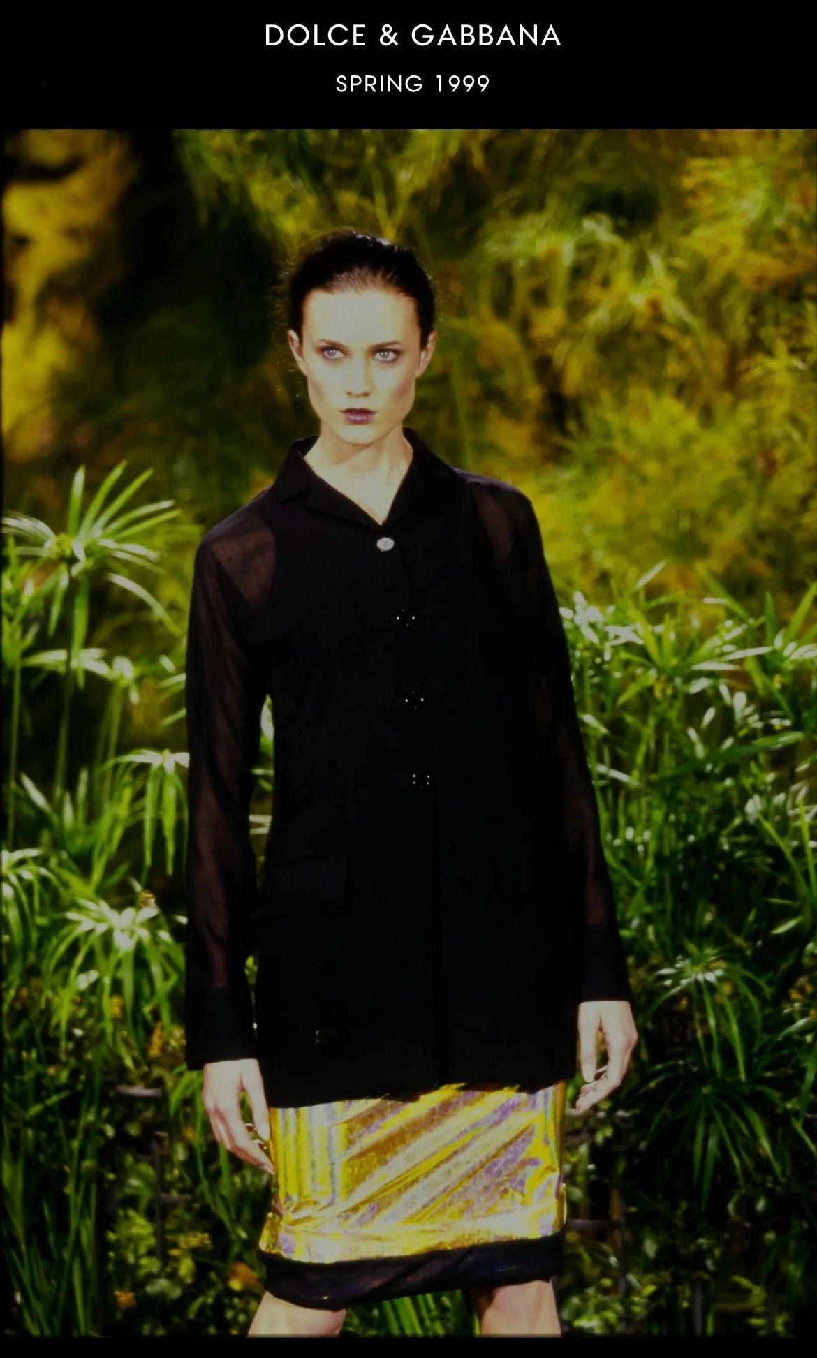 S/S 1999 Dolce & Gabbana Chocolate Brown Silk Sheer Shirt - Button Down Blouse For Sale 2