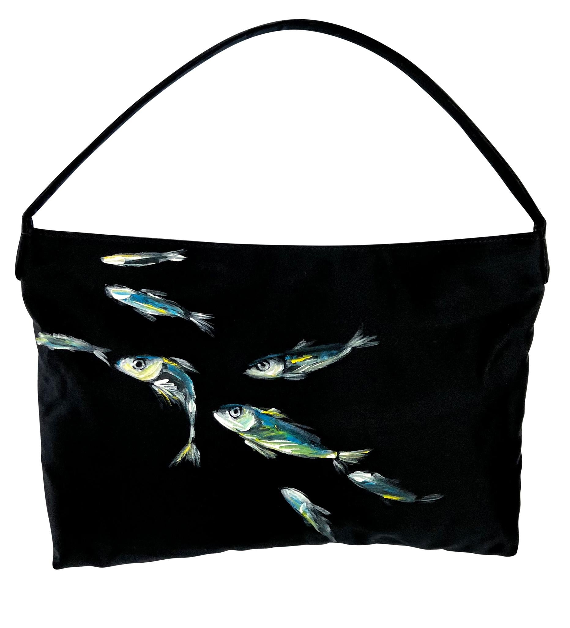 S/S 1999 Dolce & Gabbana Hand-Painted Sardine Fish Black Medium Shoulder Bag 2