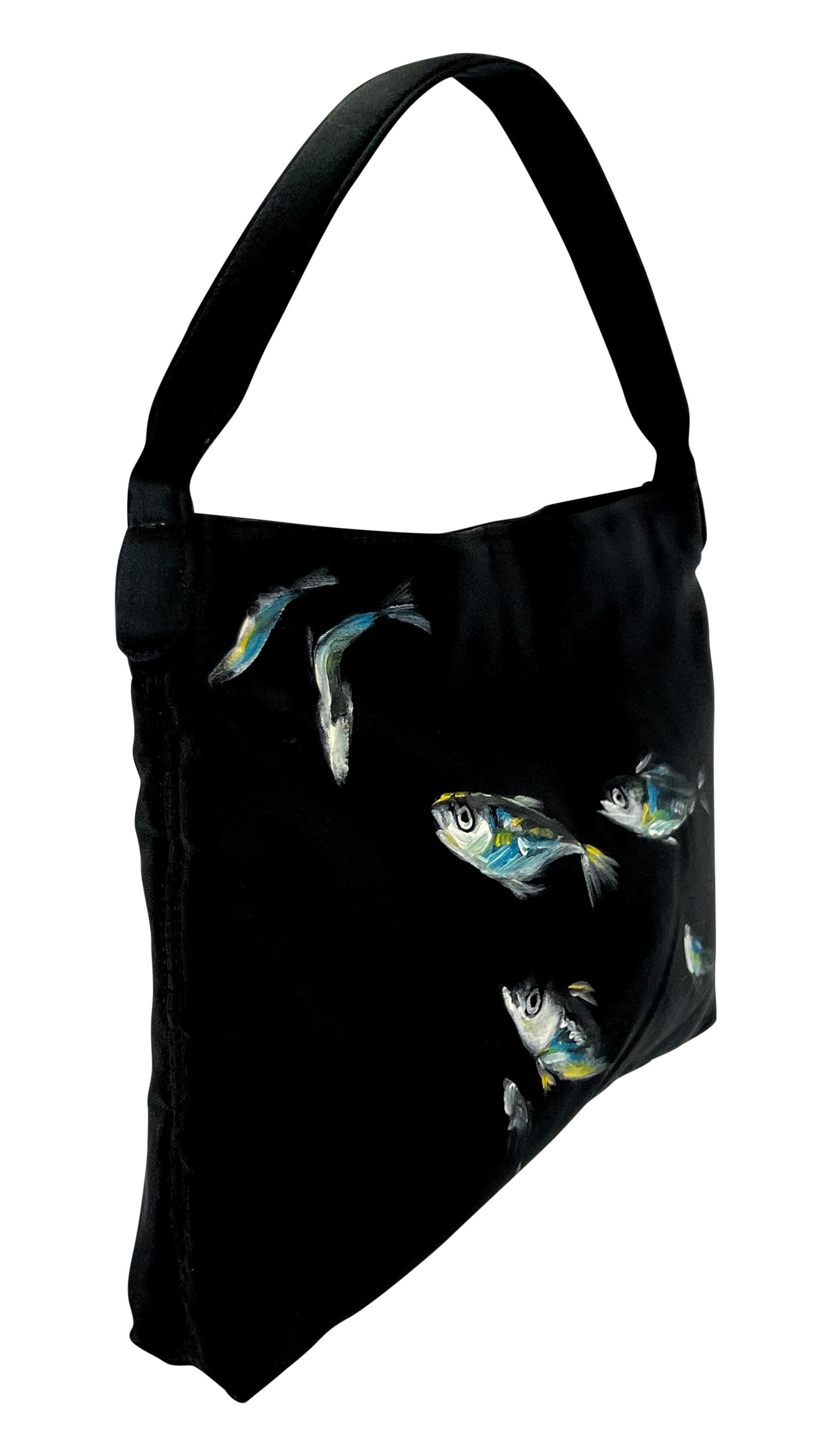 S/S 1999 Dolce & Gabbana Hand-Painted Sardine Fish Black Medium Shoulder Bag 5