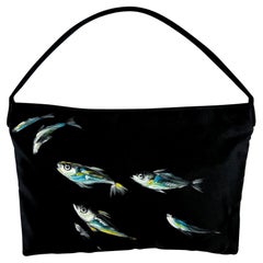 S/S 1999 Dolce & Gabbana Hand-Painted Sardine Fish Black Medium Shoulder Bag