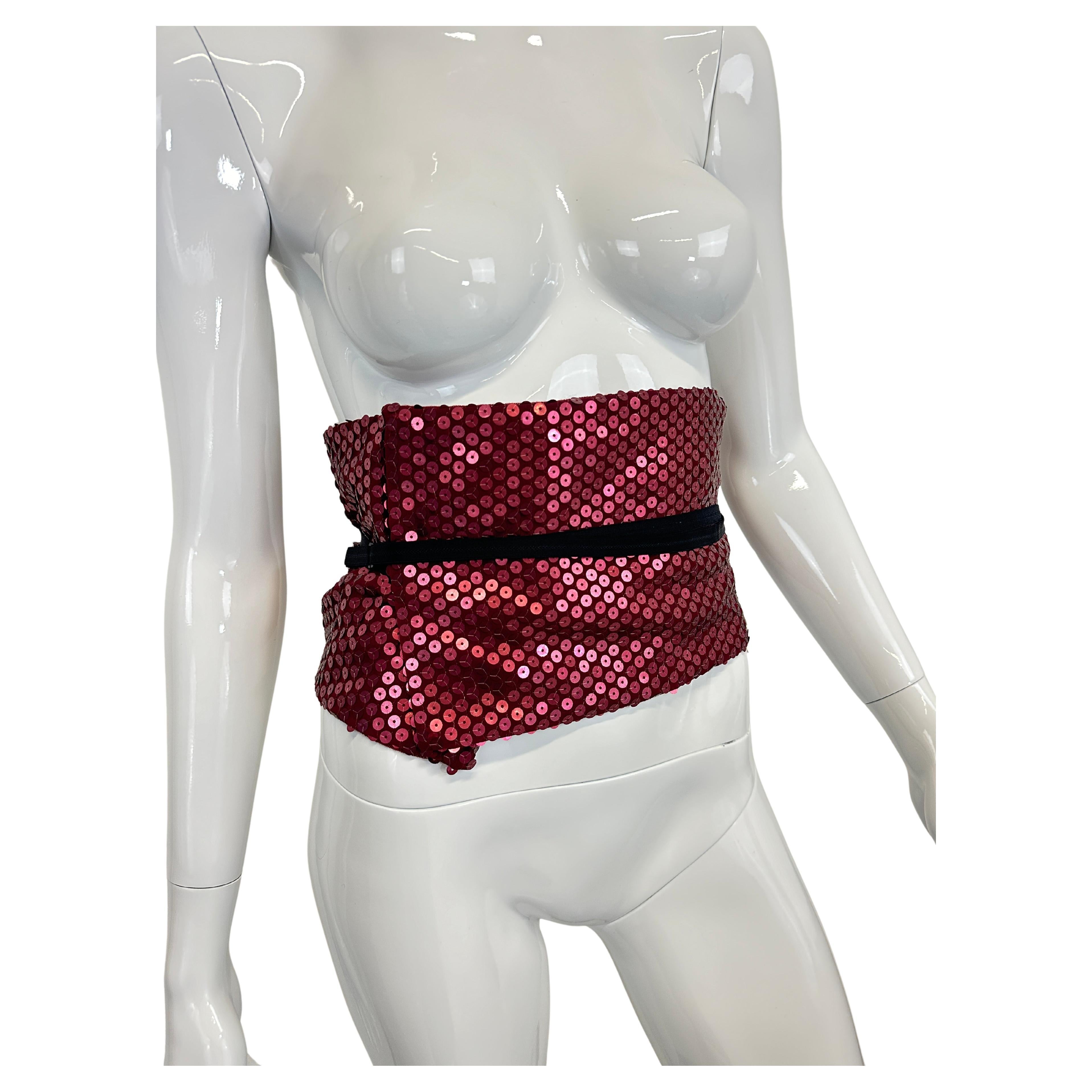 F/S 1999 Dolce & Gabbana Pailletten Tailletten Tailleband Wickelkorsett Top im Angebot