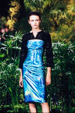 S/S 1999 Dolce & Gabbana Runway Beaded Black Ultra Cropped Cardigan Top