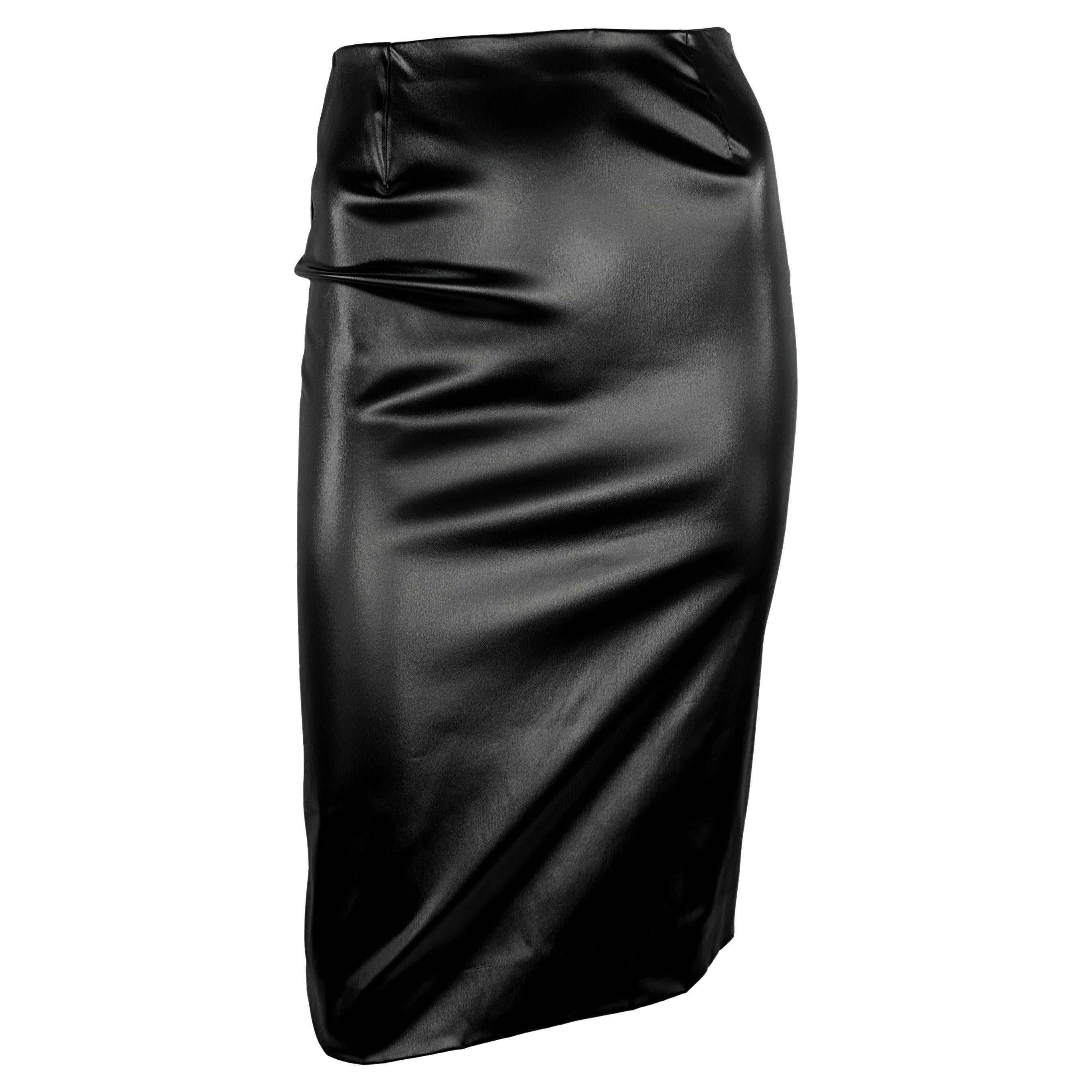 Dolce & Gabbana Runway S/S 1999 - Jupe fourreau moulante noire Wet Look en vente