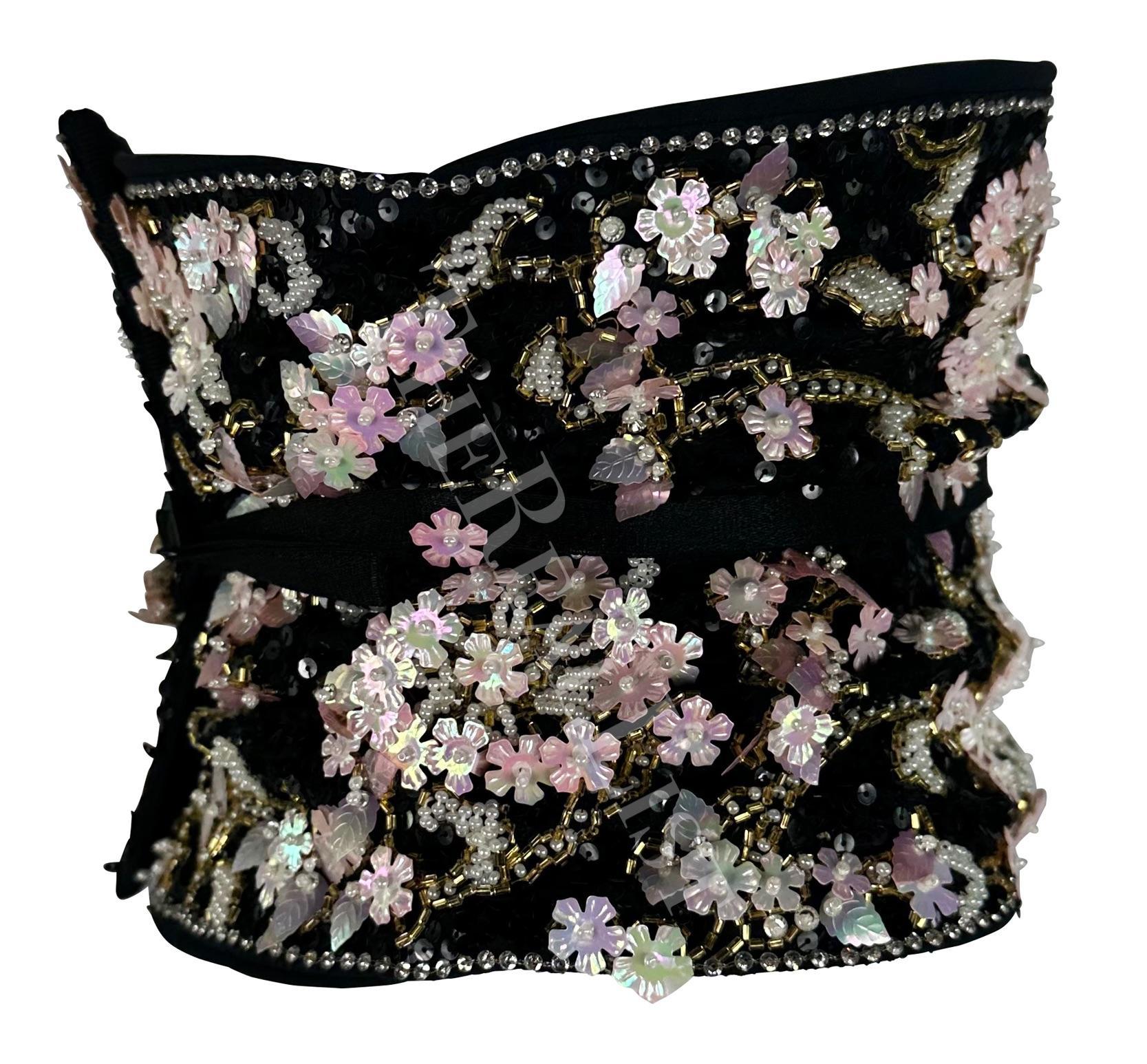 S/S 1999 Pasarela Dolce & Gabbana Cinturón de cintura con corsé de cuentas florales deshuesado Obi Wrap en venta 3