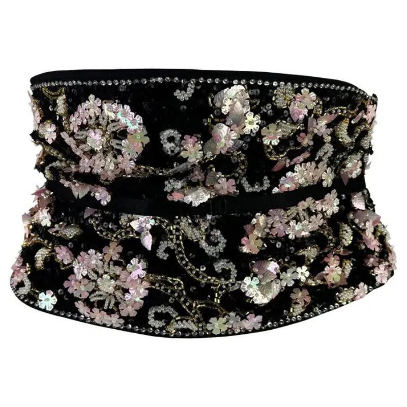 F/S 1999 Dolce & Gabbana Laufsteg Korsett Boned Obi Wickelgürtel mit Perlenbesatz