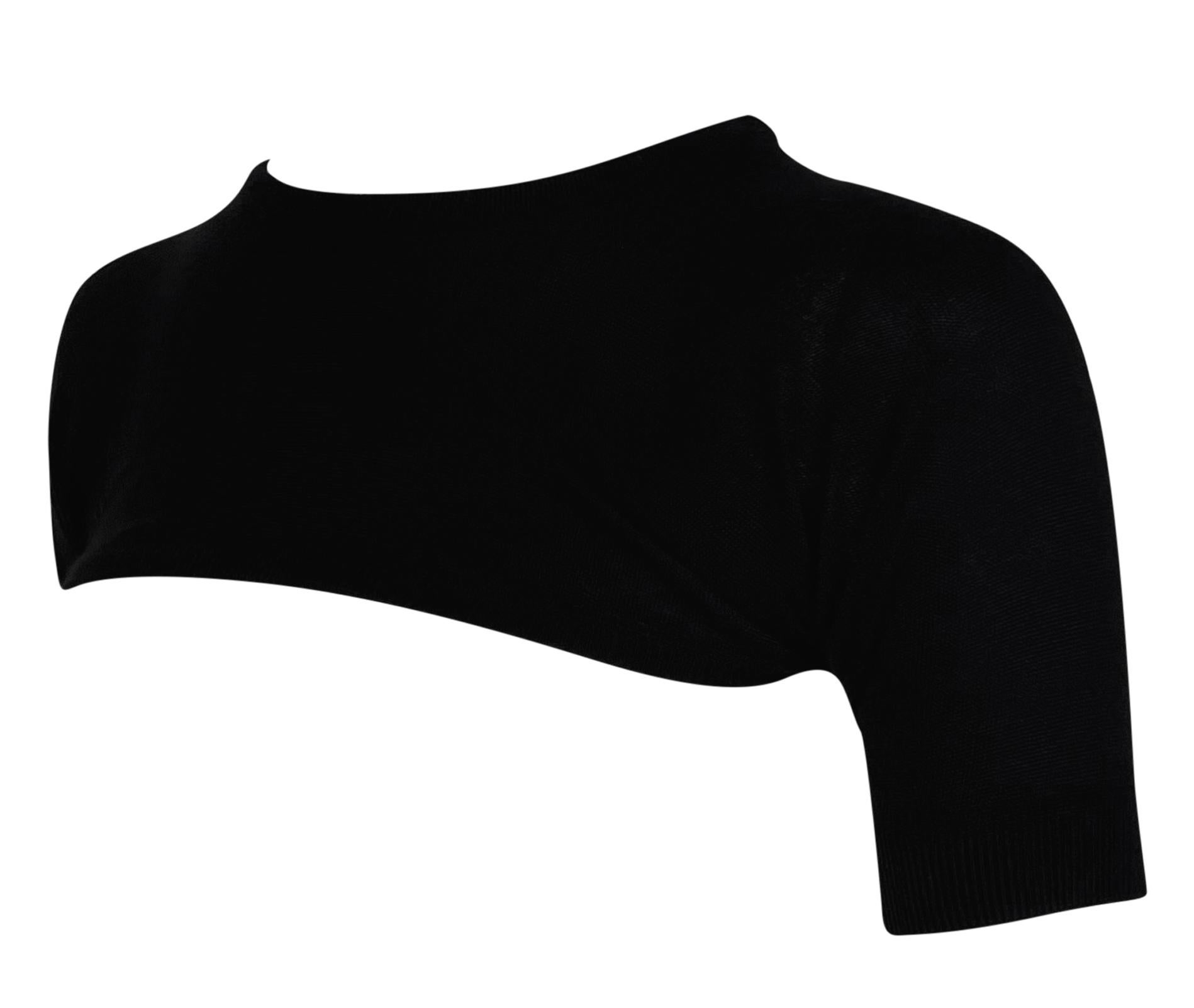 S/S 1999 Dolce & Gabbana Runway Ultra Cropped Black Cashmere Shoulder Sweater en vente 4