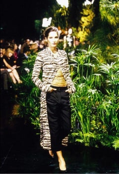 S/S 1999 Dolce & Gabbana Tiger Print Stretch Silk Sheer Button Up Dress Top