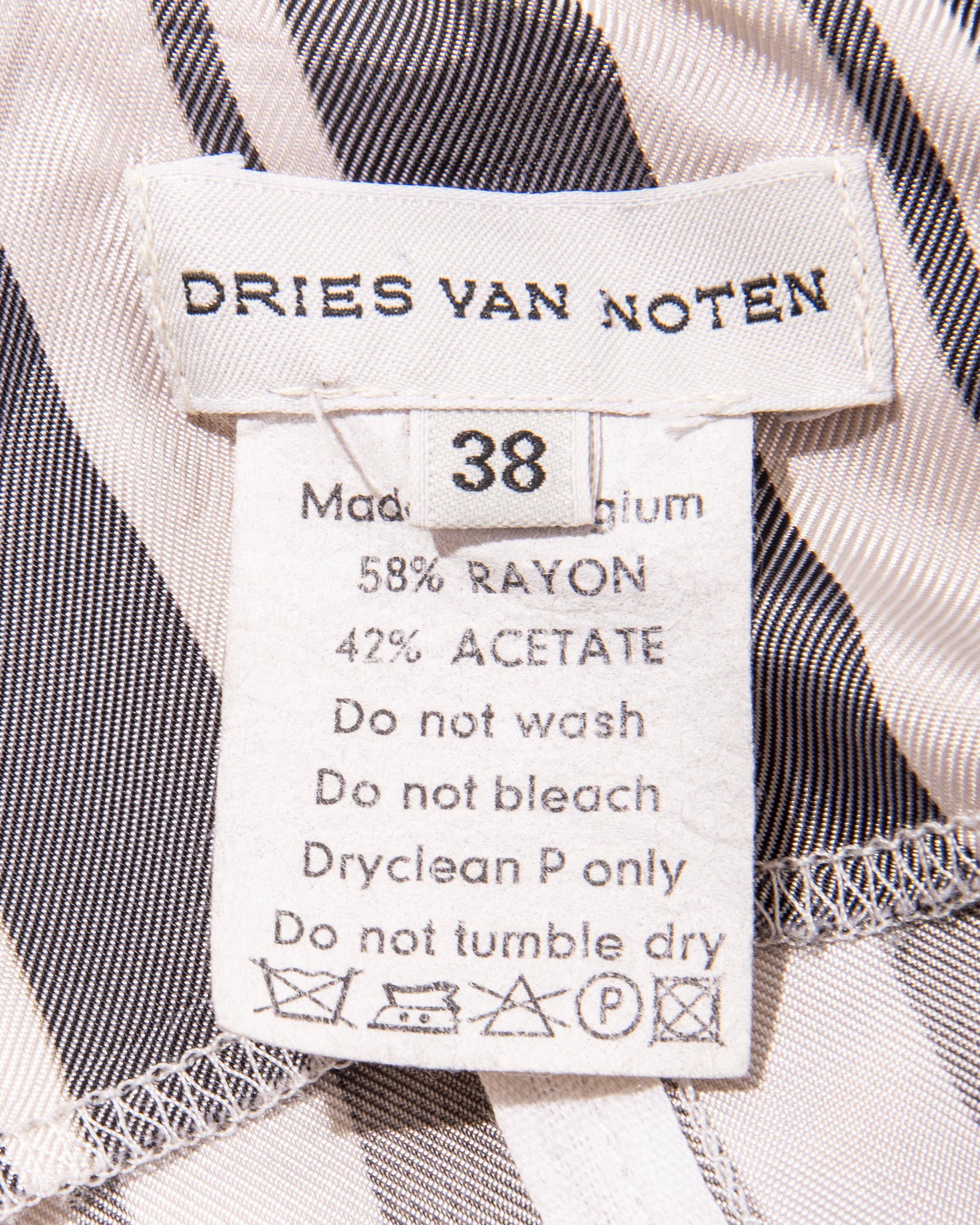 S/S 1999 - Dries Van Noten - Robe à buste à rayures dégradées blanches et grises en vente 6