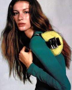 S/S 1999 Fendi by Karl Lagerfeld Runway Green Sequin Croissant Mini Baguette Y2K