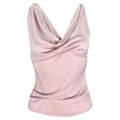 S/S 1999 Gianni Versace by Donatella Boned Asymmetric Pastel Pink Plunge Top