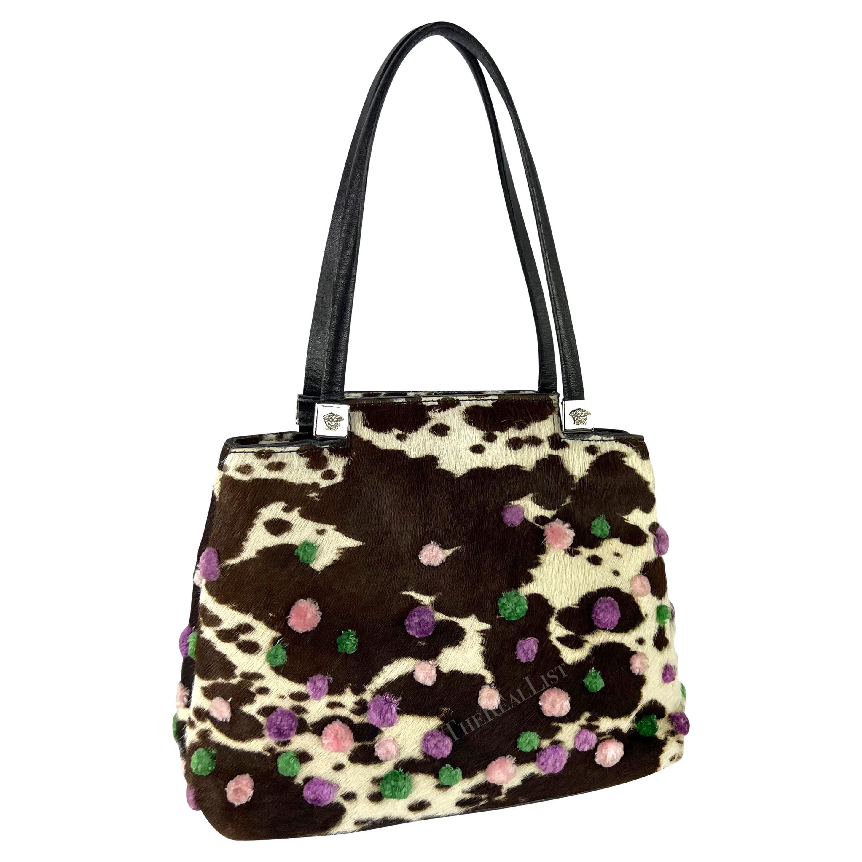 P/E 1999 Donatella Versace for Gianni Versace Mini Bag in pelo di pony marrone in vendita 1