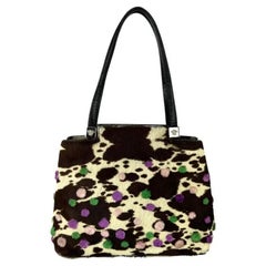 S/S 1999 Gianni Versace by Donatella Brown Cow Pony Hair Pom Pom Mini Bag